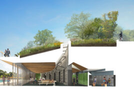 Side view rendering of the Davis Center